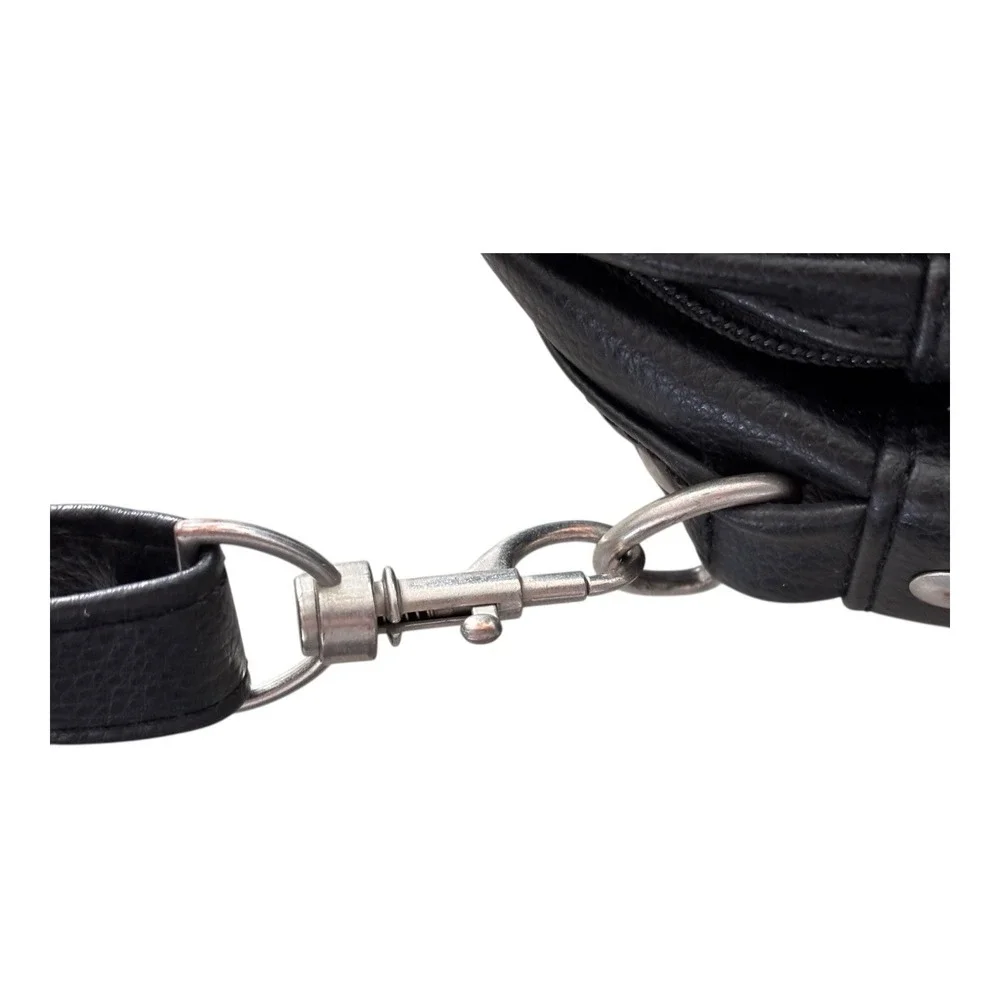 Jack & Chris Bag Messenger Black Faux Leather Travel Carry‎ On Shoulder Office